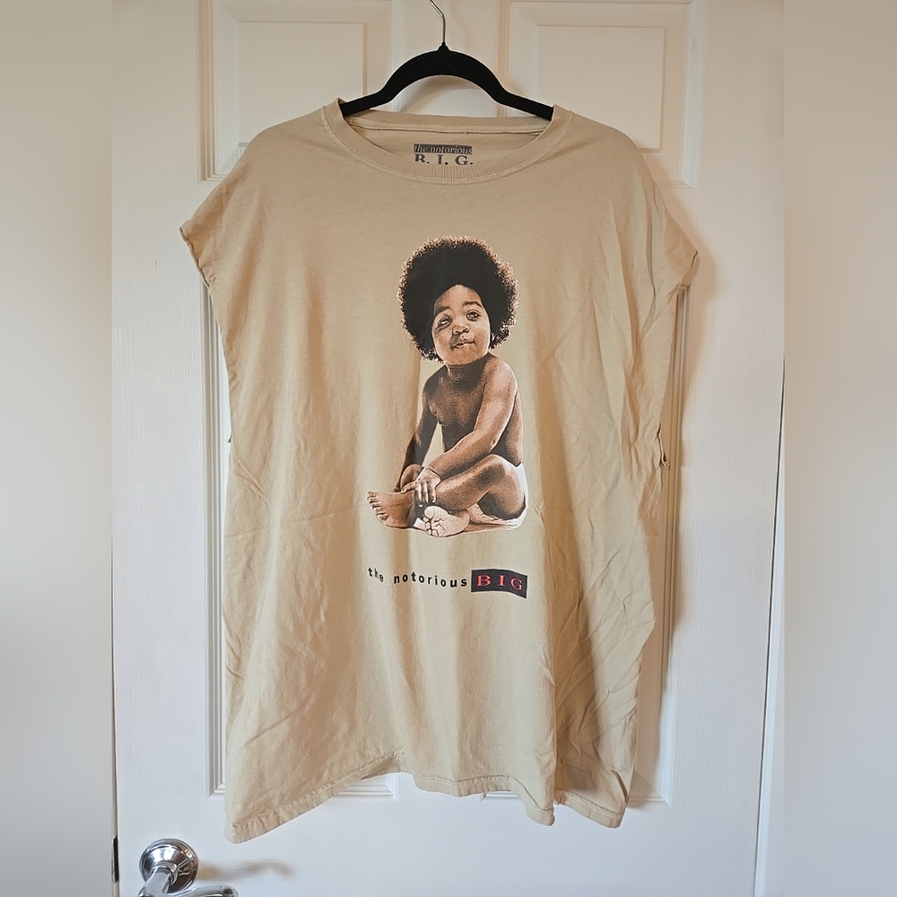 The Notorious B.I.G. Women's Large Brown Sleeveless Shirt